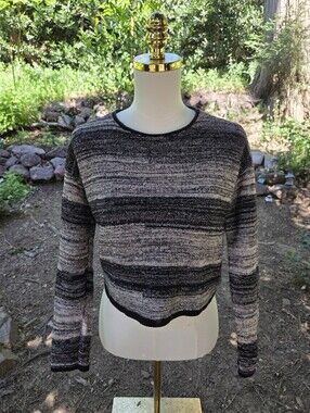 Eileen Fisher Striped Linen And‎ Wool Pullover Sweater